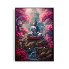 Stone Ancient Buddha Meditation Wall Art | Serene Landscape Canvas Print | Zen H