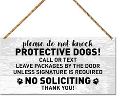 No Soliciting Dog Warning for Home & Yard Decor – Beware of Dog Sign for Front D
