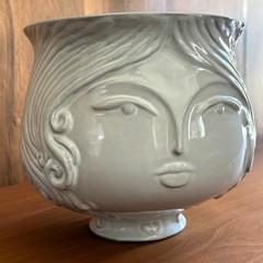Rare – Jonathan Adler 8″ Utopia Two Face Vase | White Ceramic Flower Pot | Art