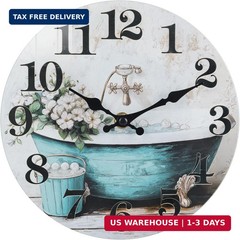 Bathroom Wall Clock,Rustic Style Waterproof Glass Shower Clock Wall Clock for Ba