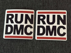 Lot (2) RUN DMC 2 1/2″ x 2 1/2″ Band STICKERS Black White Red FAST! FREE SHIP!