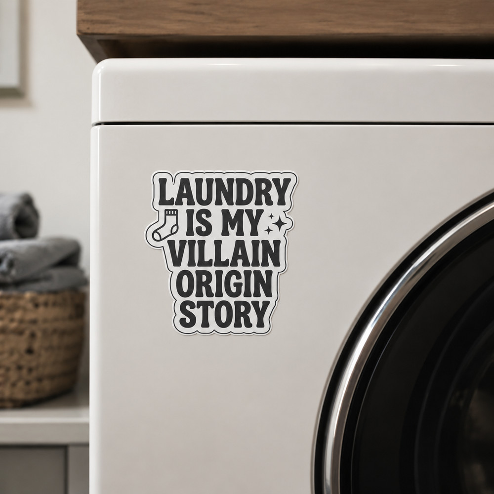 Funny Mom Sticker Laundry Is My Villain Origin Story Motherhood Vinyl Decal