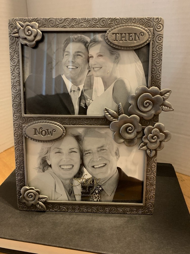 Pewter Then And Now Large Double Frame