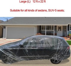 Clear Plastic Disposable Car Covers, 3 Pack, Medium Size