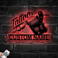 Personalized Tattoo Artist Metal Sign with LED, Custom Ink Studio Name Decor