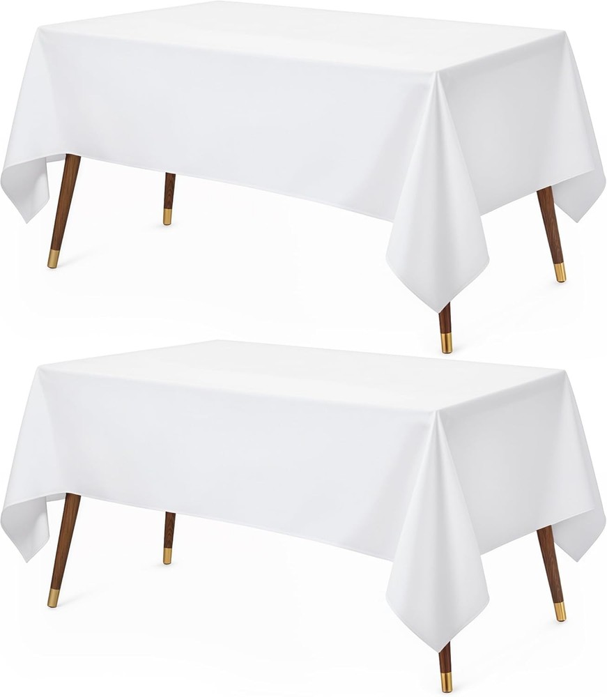 Rectangle Table Cloth 2 Pack [60×120 Inches, White] Tablecloth Machine Washable