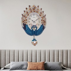 Luxury Large Wall Clock Peacock Wall Watch Living Room Home Decor Retro European