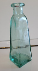 3 DECORATIVE GLASS BOTTLES YELLOW ASYMMETRICAL ORANGE ROUND GREEN SQUARE