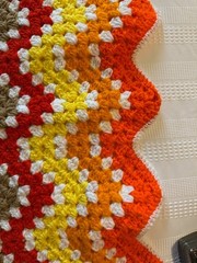 72″x43″ Handmade Afghan Fall Colors Chevron Zig Zag Blanket Crochet Multicolor
