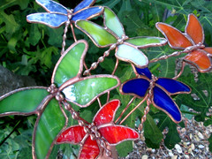 Stained Glass Dragonfly Garden Stakes (x6) Suncatchers Floral Gifts!