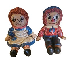 Vintage Raggedy Ann And Andy Bookends 1974 Bob Merril Company