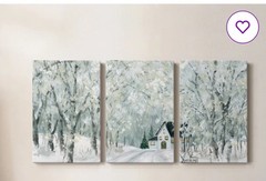 Snowy Forrest Winter Landscape SET of 3 Canvas Panels 18.5”x12”x1.5”S Arts