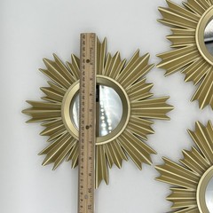 Set Of 3 Fetco Gassbaro Plastic Mirrors Home Decor Gold Colored 9.8 X 9.8 Inches