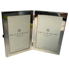 Pottery Barn Silver Plated 4×6 Picture Photo Frame Bifold Hinged Tabletop