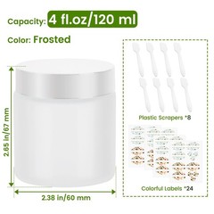 Ekkovla 24 Pack 4 Oz Frosted Glass Jars Lids Round Empty Cosmetic Containers