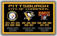 Pittsburgh Sports Team Memorable Flag 90x150cm 3x5ft City of Champions Banner