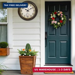 Outdoor Clocks Waterproof with Thermometer Combo Vintage Rustic Wall Clock for P