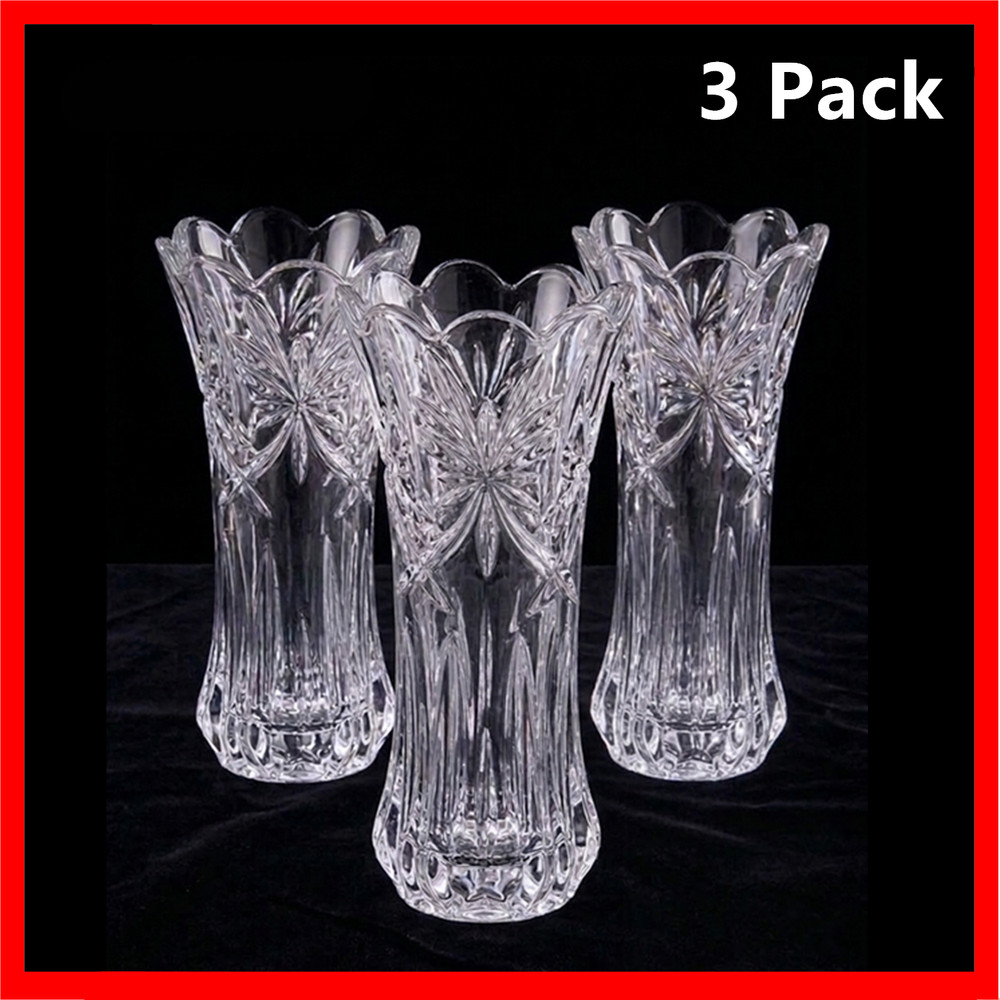 Set of 3 Tall Transparent Glass Vases, Heavy Duty Decorative Vases Fresh Flowers