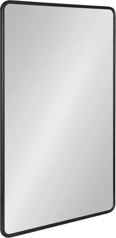 Caskill Black Framed Rounded Rectangle Mirror – 24×36 Decorative Wall Accent