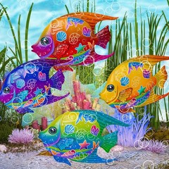 9 Inches Metal Fish Wall Art Coastal Beach Nautical Hanging Decor 4, Fish-A