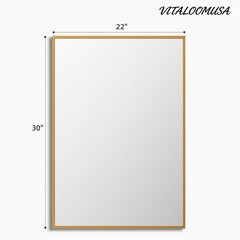 2-Pack 22″x30″ Matte Gold Vanity Mirror, Wall Mount, Vertical or Horizontal
