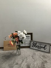 Farmhouse Home Decor Bundle – Coffee Menu, Floral Arrangement