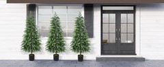 Real Touch Artificial Cedar Topiary Trees 3FT, 2 Sets of Realistic Potted UV