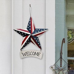 Metal American Flag Barn Star Wall Decor Patriotic Hanging USA Red White Blue St