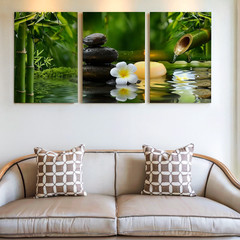 3 Pieces Zen Bamboo Large Wall Art Canvas Print Set for Living Room Set Of 3