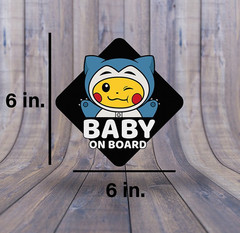 Pikachu in Snorlax Suit Decal | Cute Pokémon Baby on Board Car Sticker | Anime