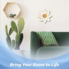 G128 9 IN White and Gold Flower Metal Wall Art Decor