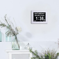 8″ Digital LCD Day Clock Wall Alarm Time Dementia Week Date Calendar Office Home