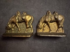 Horse Saddle Cast Metal Bookends Pair Bronze Tone Western Equestrian Decor Ranch