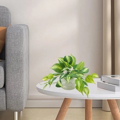 Mainstays Artificial Pothos in White Bubble Ceramic Vase 9-Inch Tabletop Decor