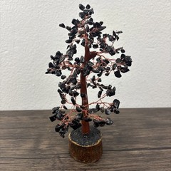 Vintage Tree of Life 10” Bonsai Black Stones Copper Wire Chakra Feng Shui Boho