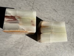 Vintage White Onyx Marble Cube Paperweight Bookend Decor 70’s