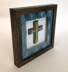 Wooden Hanging Christian Wall Art 8×8 inches Rustic Cross Framed Christian Art