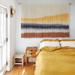 Extra Large Dip-Dyed Macrame Wall Hanging – Boho Coastal Tapestry 57″x35″