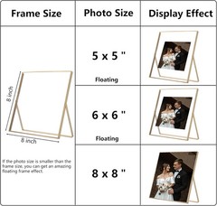 Gold 5×5» Floating Frame Set of 2,For Photo Sizes(4×4» or 3×3»),Beautiful Met