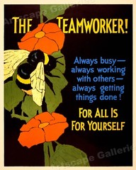 The Team Worker Bee – 1920s Mather Business Motivational Poster – 20×24