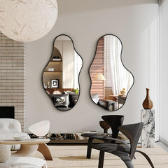 Irregular Wall Mirror, 20″x36″ Black Abstract Asymmetrical Mirrors for Wall, Dec