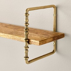 Twisted Brass and Wood Singular Wall Shelf – Hearth & Hand with