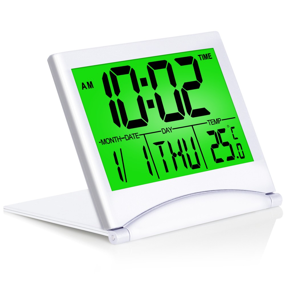 Betus Digital Travel Timer LCD Clock with Backlight – Compact LCD Desk Clock