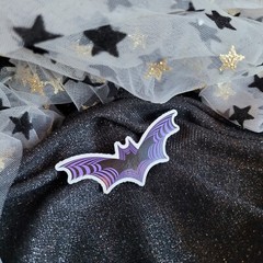 STKR071- PURPLE & BLACK BAT Sticker Psychedelic Atomic Spooky Halloween vampire