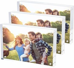 ​​[3-Pack] SimbaLux® Acrylic Photo Frame 4” x 6” Free Standing Magnetic Lock