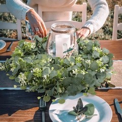 2x Artificial Eucalyptus Garland,Eucalyptus Leaves Table Greenery Garland Wreath