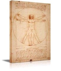 12″ x 18″ Leonardo Da Vinci Wall Art Canvas Print – Vitruvian Man
