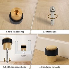 Floor Door Stop 1-1/2 Inch Cylindrical Mount Heavy Duty Brass Wall Protector