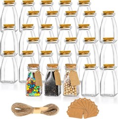 30 Pa Glass Favor Jars with Cork Lids, 4 OZ Clear Small Candy