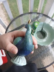 Beautiful Peacock Indoor / Outdoor Tabletop Fountain Works Great Cracker Barrel